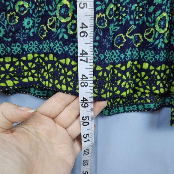Vtg 90s Y2K Erika Dress Rayon Maxi Button Front Floral Tropical Green Blue Sz L - Picture 9 of 13